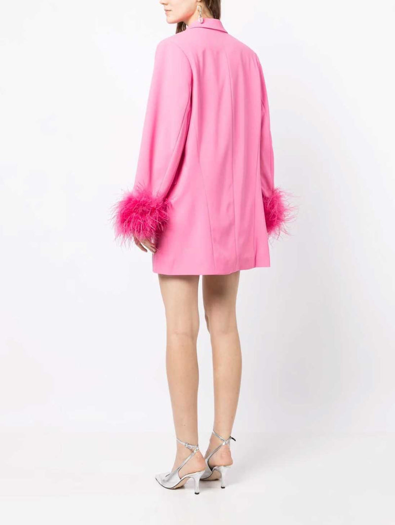 rachel gilbert pink feather dress Rachel Gilbert Rachel Sequin Feather Midi Dress In Orchid