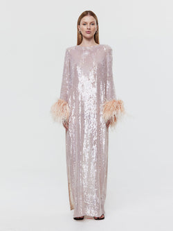 Rent Rachel Gilbert Pink Xanthy Feather-Trimmed Gown | Rites London Rent Rachel Gilbert Pink Xanthy Feather-Trimmed Gown | Rites London