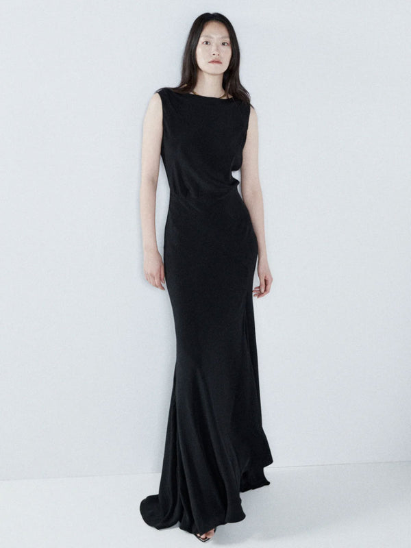 Shop the Raey Cowl Back Silk Dress in black at Rites