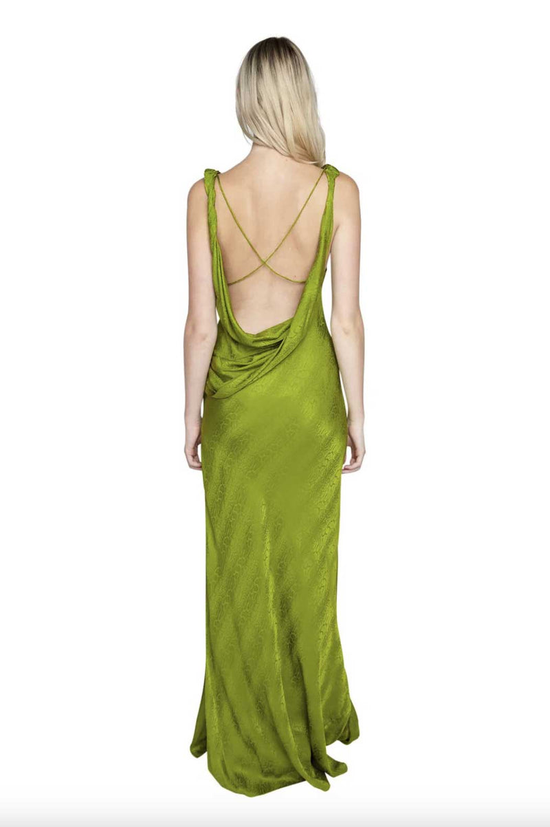 Rent the Navarra Dress in green silk by Rat & Boa at Rites