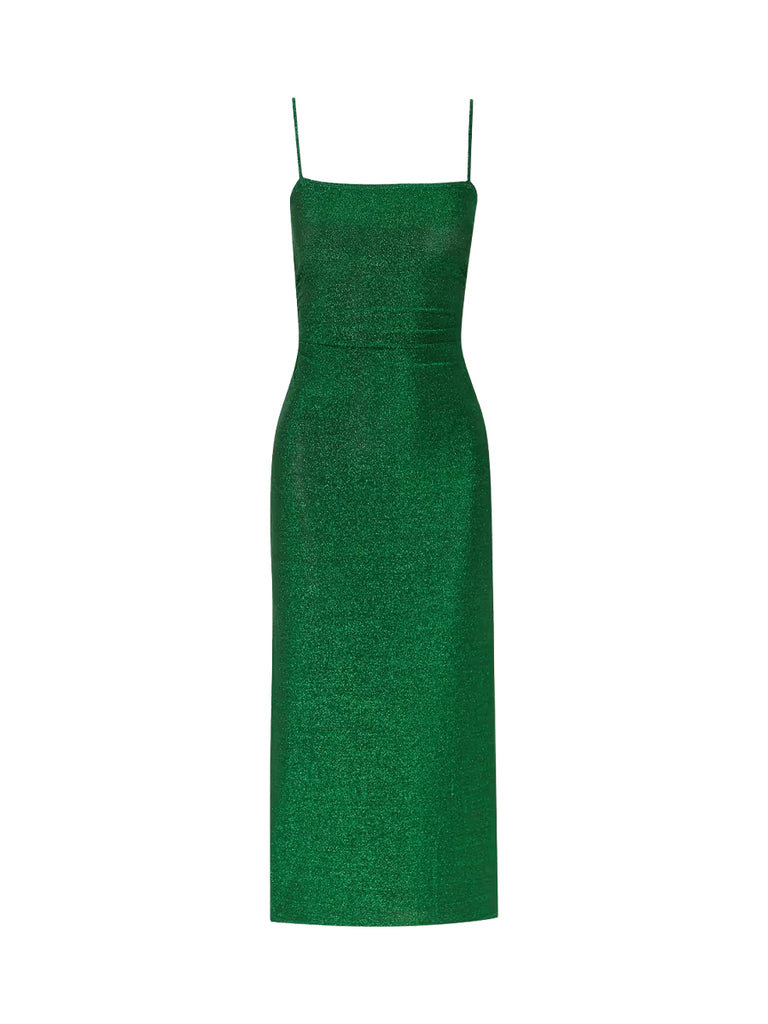 slim fit dress slacks Rent The Breslin Metallic Green Midi Dress By Reformation