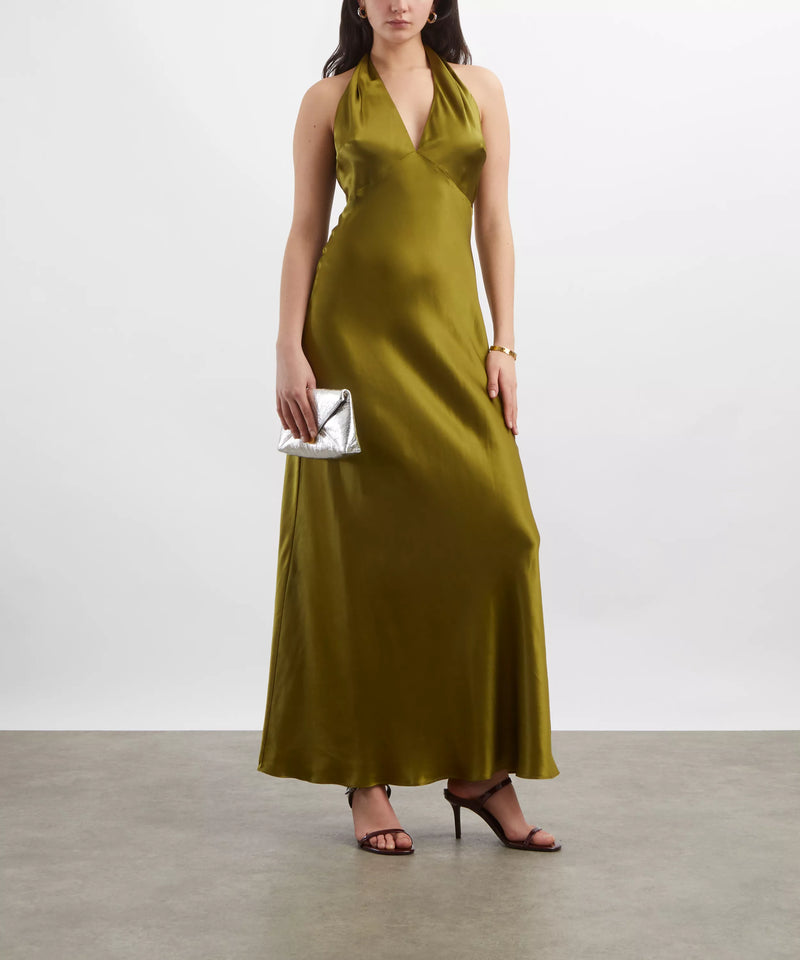 Rent Reformation Daniela Silk Maxi Dress - Pear | Rites Rental & Resale Rent Reformation Daniela Silk Maxi Dress - Pear | Rites Rental & Resale