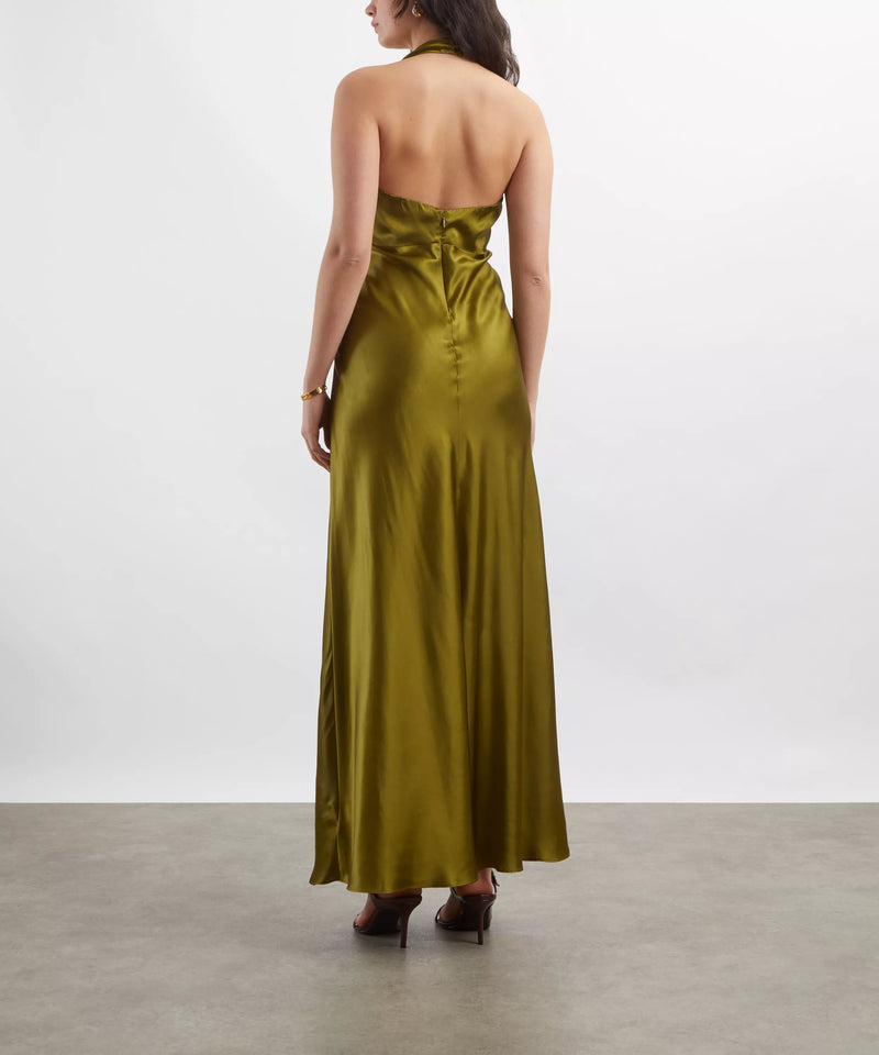 reformation silk dress Rent Reformation Daniela Silk Maxi Dress - Pear