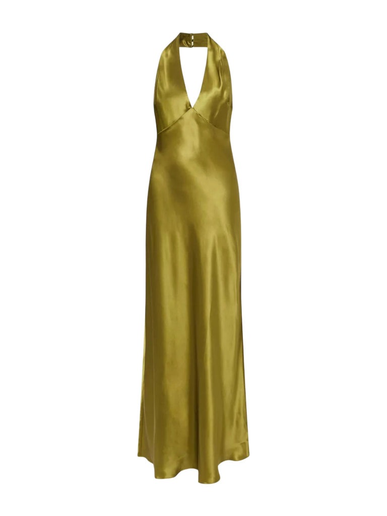reformation yellow halter dress Rent Daniela Silk Maxi - Pear LaDivine SF047 Short Homecoming Center of attention. YGroup_colourway-kirby Size:UK 24/ US 20