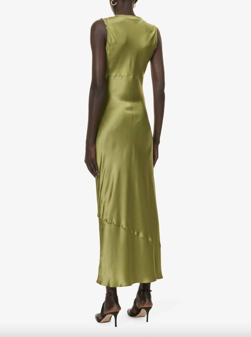 Rent the Reformation Talor Silk Dress in leaf green at Rites