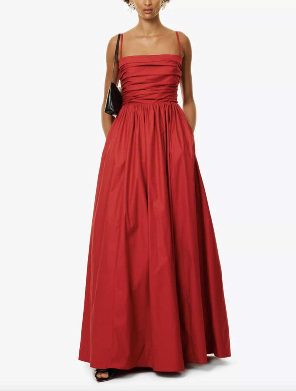 Rent the Reformation Kastoria Red Cotton Maxi Dress at Rites