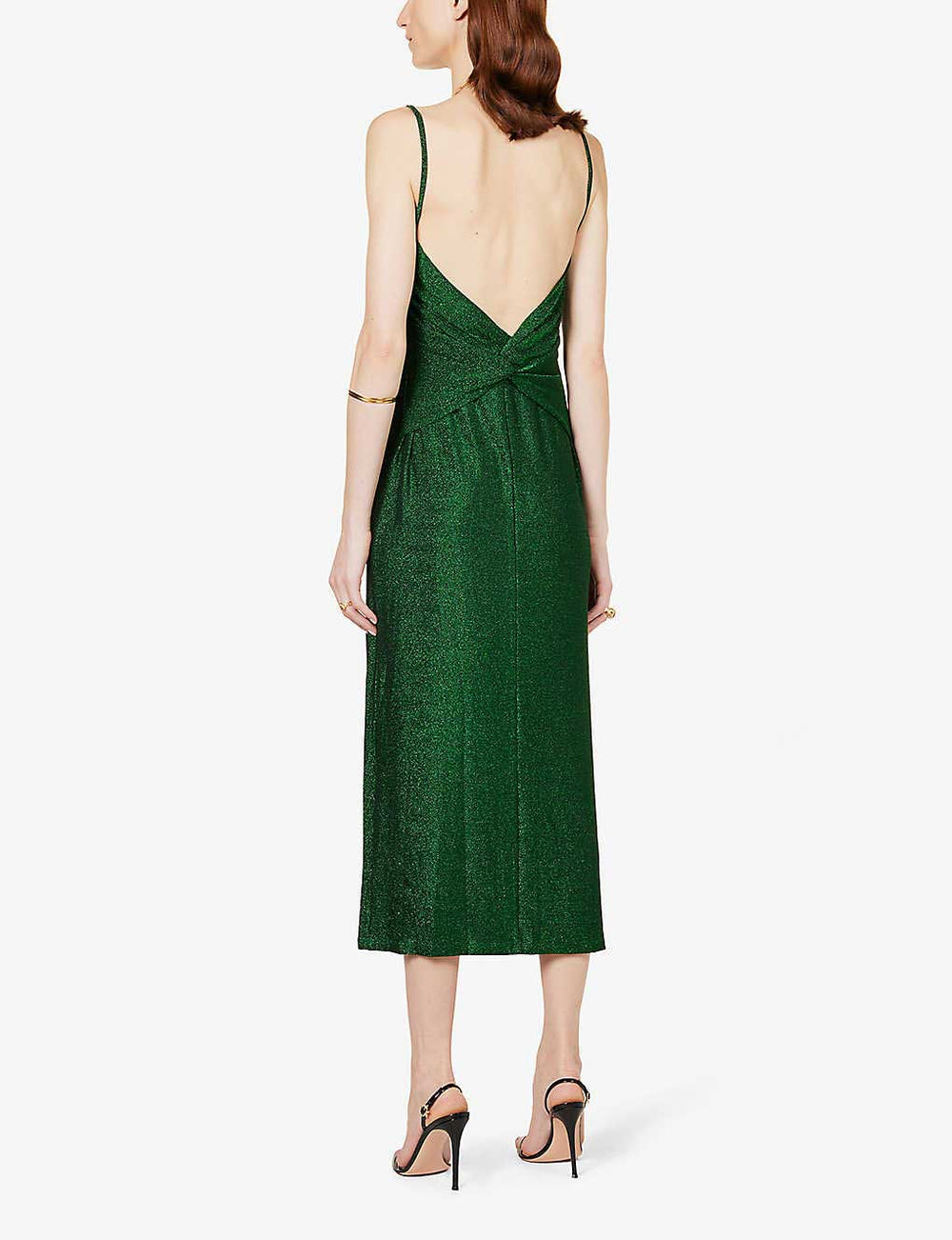 Rent The Breslin Metallic Green Midi Dress By Reformation