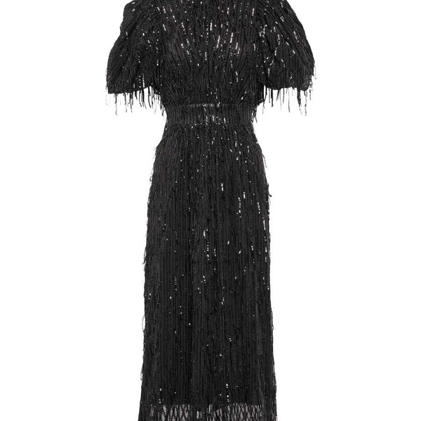 Rent Rotate Birger Christensen Black Sequin Midi Dress