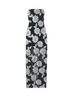 Rent the Rotate Birger Christensen Floral Strapless Mesh Maxi Dress at Rites