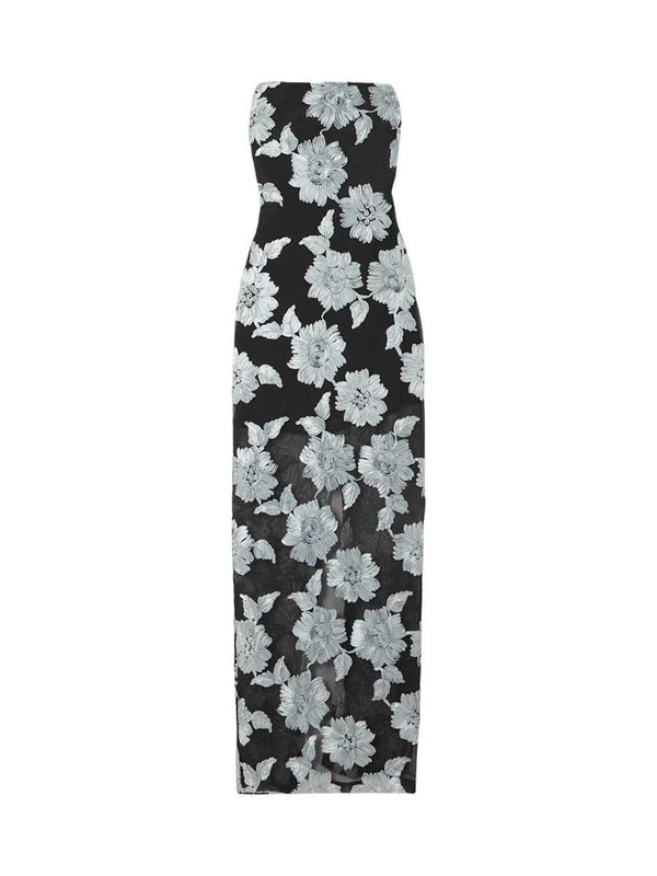 Rent the Rotate Birger Christensen Floral Strapless Mesh Maxi Dress at Rites