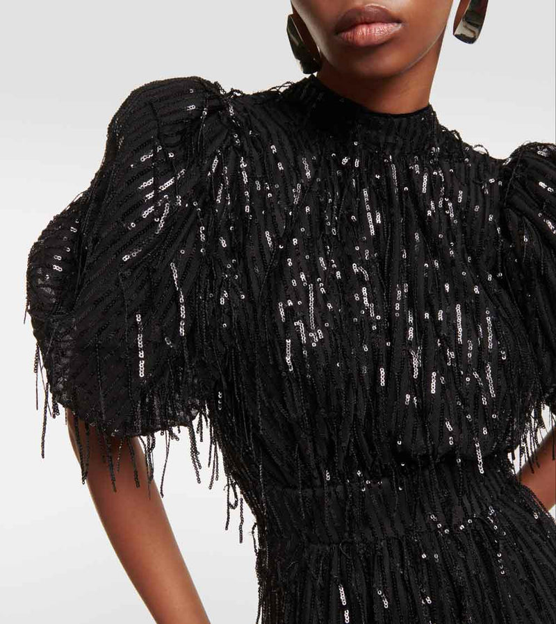 Rent Rotate Birger Christensen Black Sequin Midi Dress | Rites London Rent Rotate Birger Christensen Black Sequin Midi Dress | Rites London