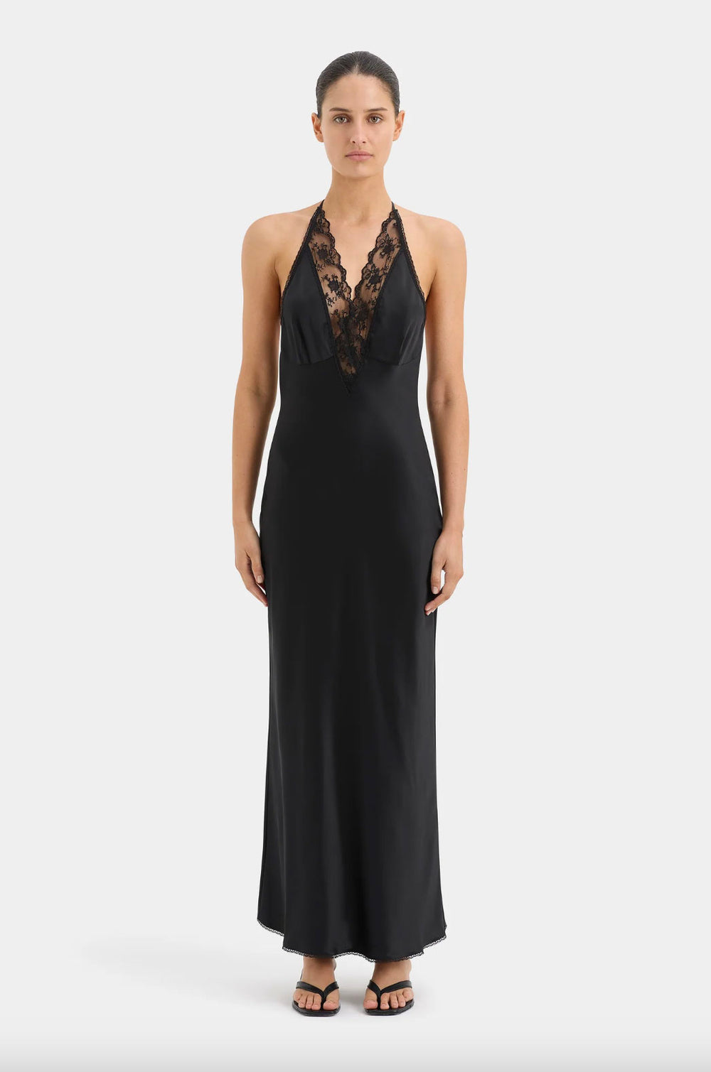 sir the label black lace dress Rent Sir the Label Aries Lace Trimmed Silk Gown