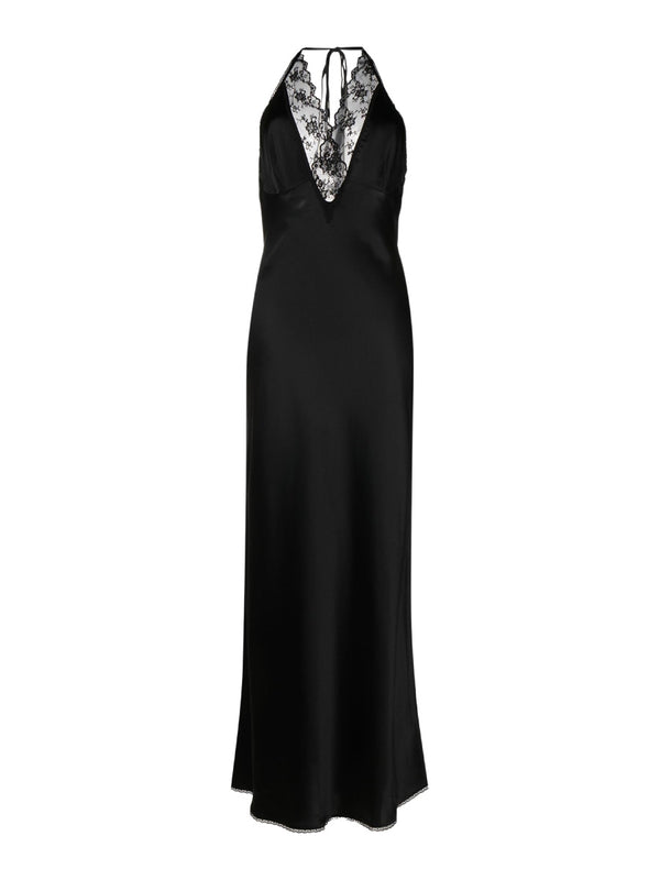 Rent the Sir the Label Aries Lace-Trimmed Halter Dress in black silk at Rites