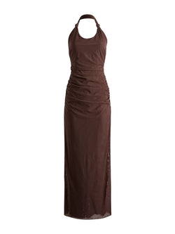 sir jacques gathered midi dress SIR Jacques Mesh Halter Midi Dress