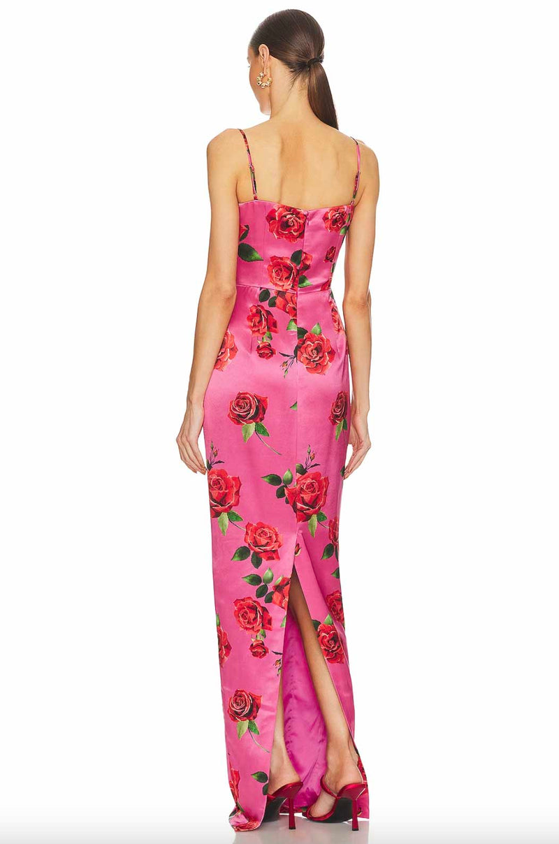 sofia satin floral maxi dress Francesca's Sofia Satin Floral Maxi Dress