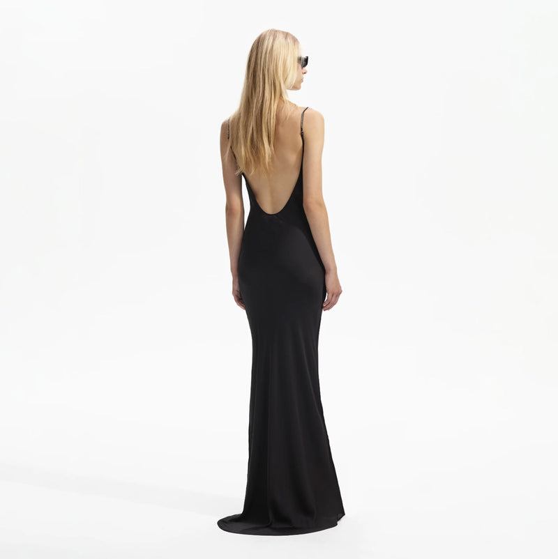 Rent the Self Portrait Maxi Dress in black lace satin at Rites