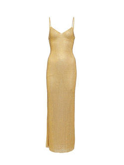 Rent Self Portrait Yellow Rhinestone Mesh Maxi Dress | Rites London Rent Self Portrait Yellow Rhinestone Mesh Maxi Dress | Rites London