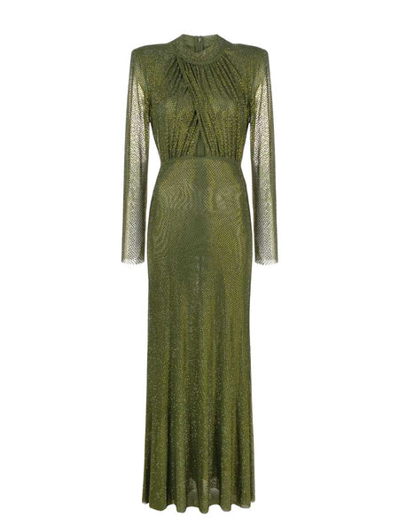 Rent Self Portrait Olive Green Crystal Maxi Dress | Rites London
