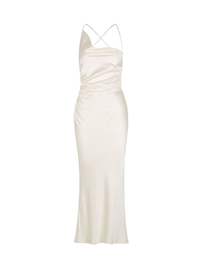 Rent Shona Joy La Lune Asymmetric Midi Dress Cream | Rites Rental & Resale Rent Shona Joy La Lune Asymmetric Midi Dress Cream | Rites Rental & Resale