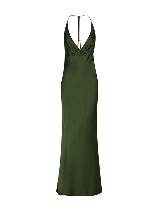 Rent the Shona Joy Elia Halter Maxi Dress in fern green at Rites