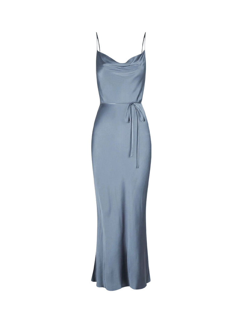 Rent Shona Joy La Lune Bias Cowl Midi Dress Blue Smoke | Rites Rental & Resale Rent Shona Joy La Lune Bias Cowl Midi Dress Blue Smoke | Rites Rental & Resale