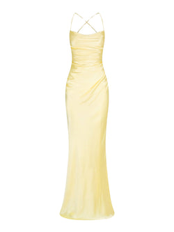 Rent the Shona Joy La Lune Lace Back Maxi Dress in Lemon yellow at Rites