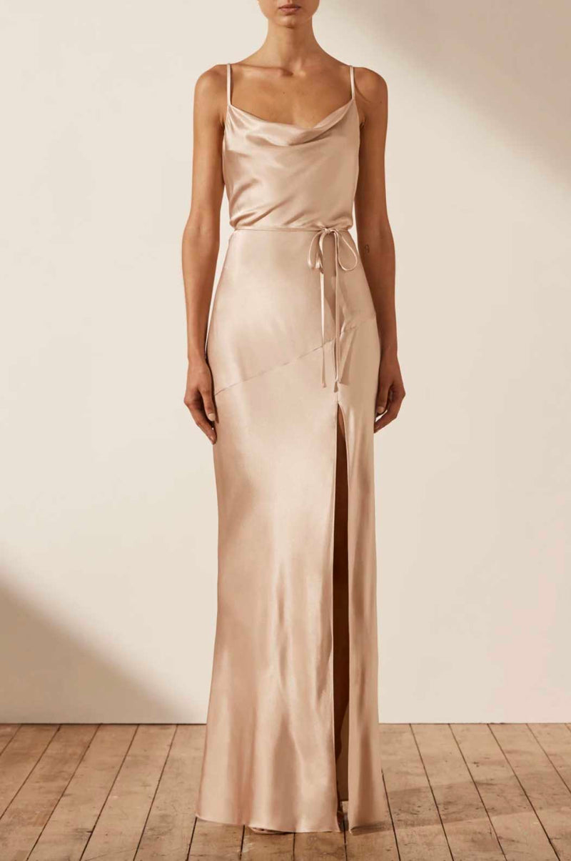 la lune bias cowl midi dress desert rose Rent Shona Joy - La Lune Bias cowl Midi Dress