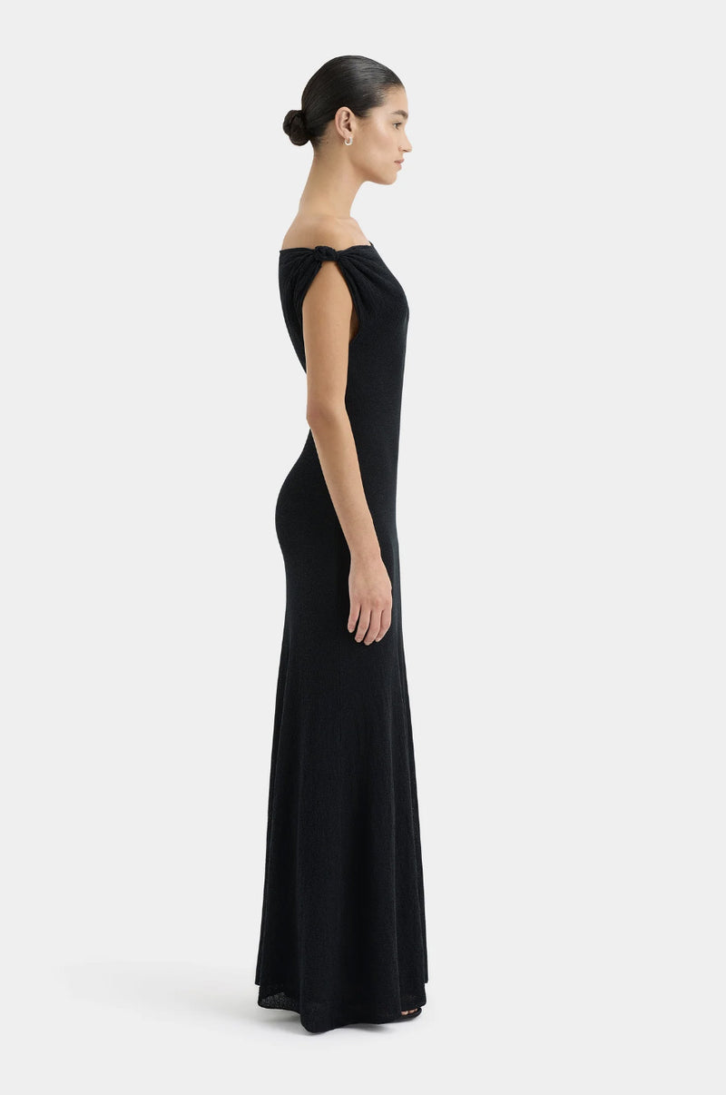 Rent the SIR Glow Twist Boat Neck Midi Dress in black at Rites