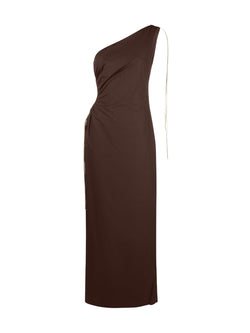 Rent the SIR. the Label Jeanne One Shoulder Midi Dress in brown at Rites