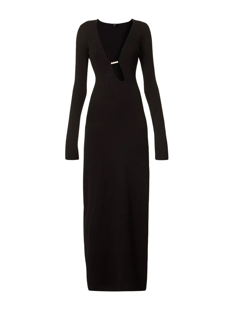 Rent the SIR The Label Kinetic Beaded Long Sleeve Maxi Dress in black at Rites