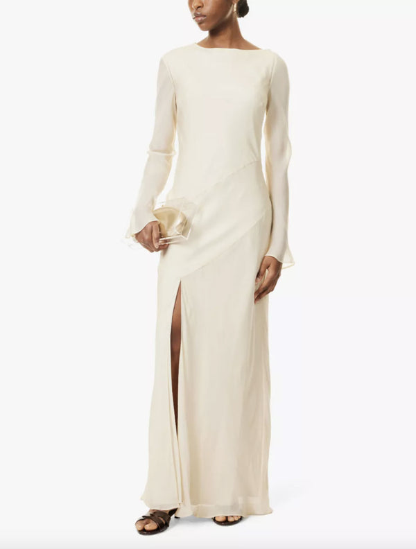 Rent the SIR Strobe Silk Chiffon Maxi Dress in ivory at Rites