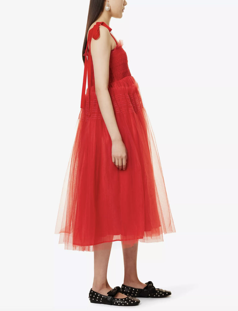 Rent Sister Jane Tulle Flared Red Midi Dress | Rites Rental & Resale Rent Sister Jane Tulle Flared Red Midi Dress | Rites Rental & Resale