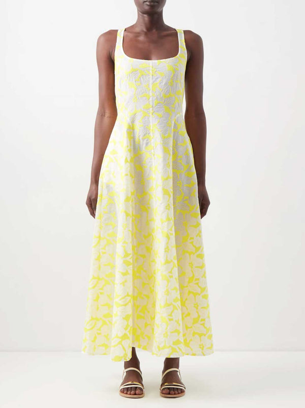 Ada Midi Dress in embroidered cotton from Three Graces London