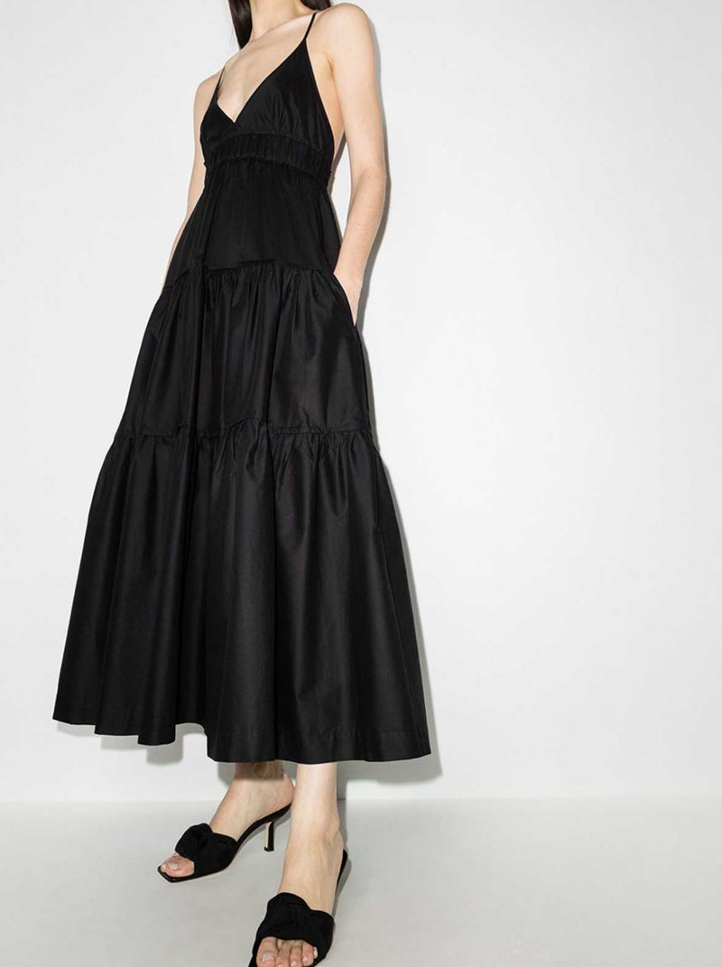 Three Graces London Chloe Maxi Dress in black cotton