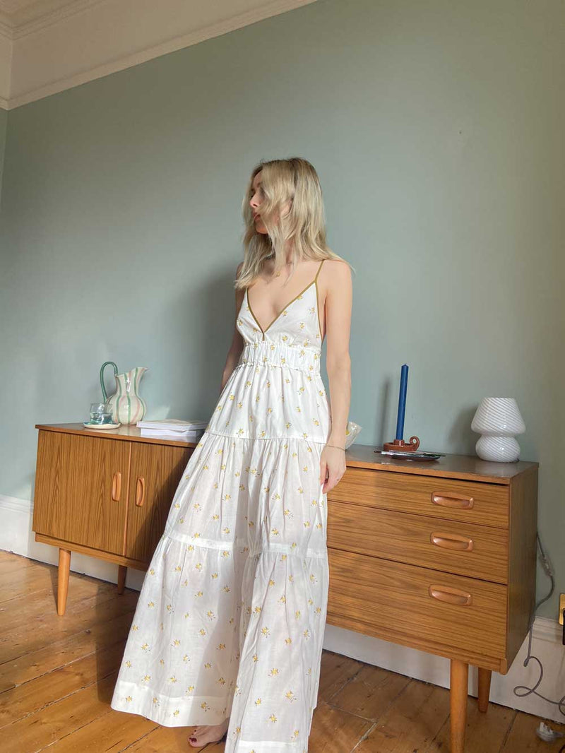 Chloe Embroidered Maxi Dress from Three Graces London