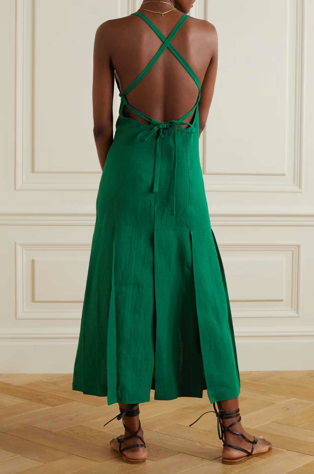 Three Graces Yola Dress In Palm Green
