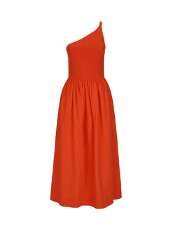 Three Graces London Isa Midi Dress in orange cotton
