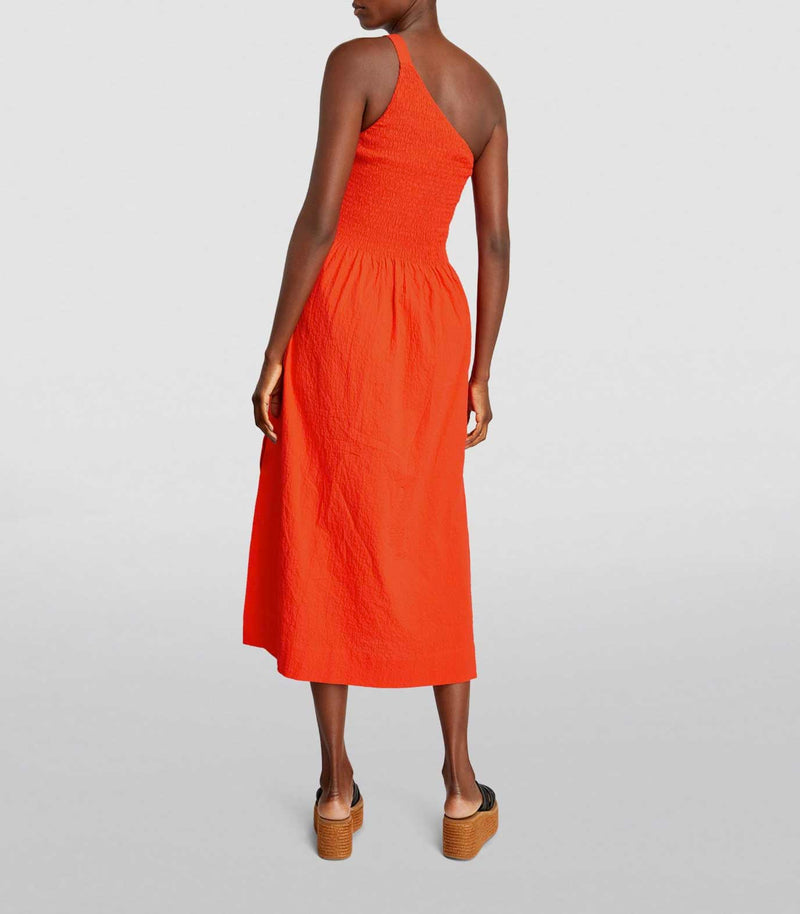 Three Graces London Isa Midi Dress in orange cotton