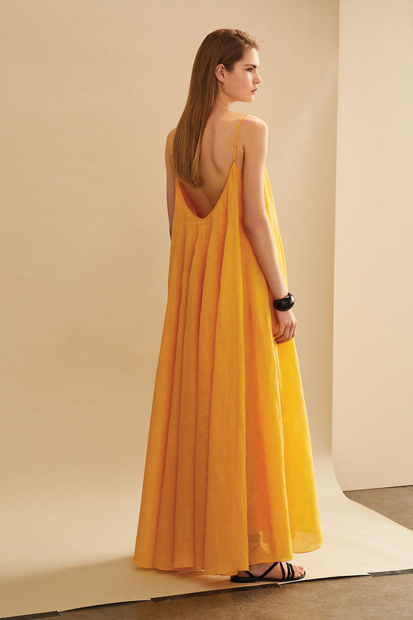 Mabel Maxi Dress in saffron yellow from Three Graces London