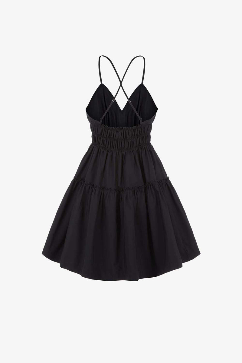 Mia Smocked Mini Dress in black from Three Graces London