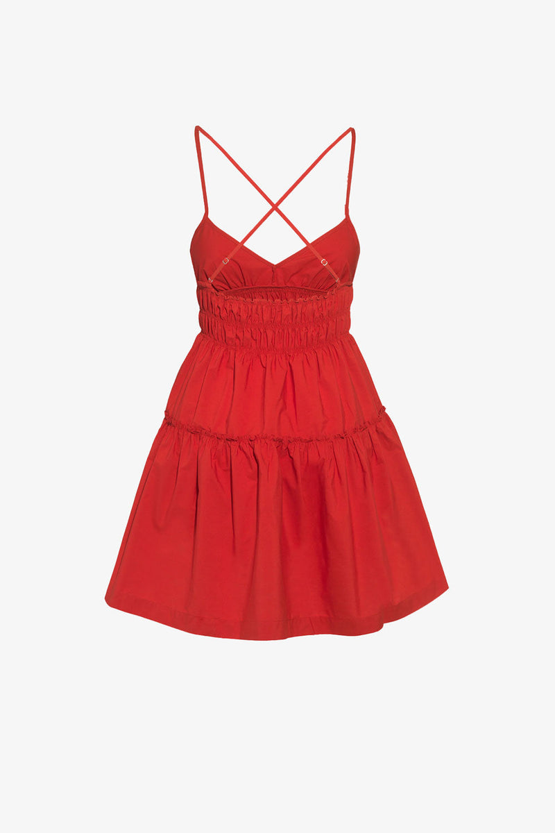 Mia Smocked Mini Dress in red from Three Graces London