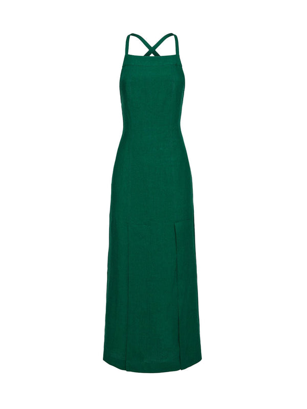 Rent the Three Graces London Yola dress in green linen at Rites