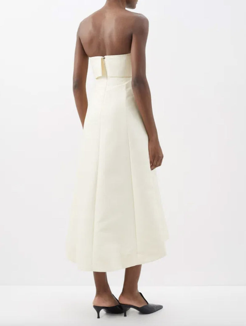 Shop Toteme Strapless Cotton Midi Dress | Rites Rental & Resale Shop Toteme Strapless Cotton Midi Dress | Rites Rental & Resale