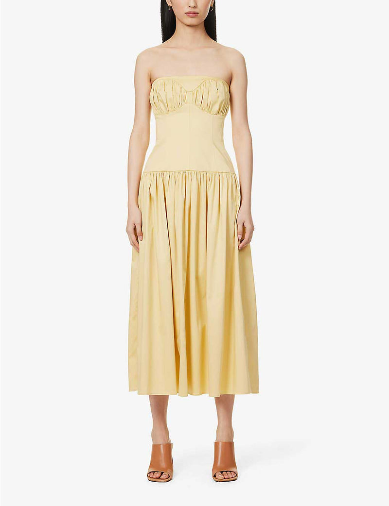 Rent the Lauryn Strapless Dress in buttermilk yellow by Tove