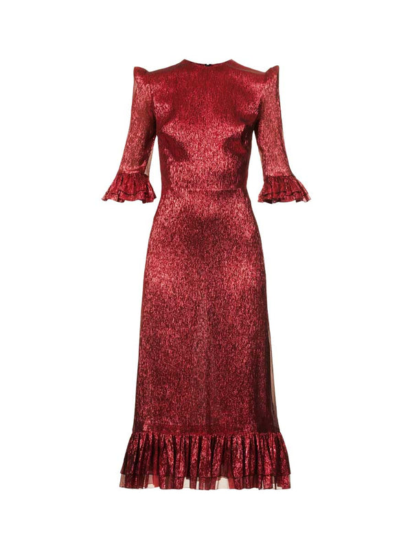 Rent The Vampire's Wife Falconetti Midi Dress in red metallic thread at Rites