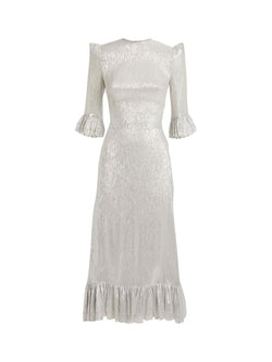 Rent The Vampire's Wife Falconetti Midi Dress in silver metallic thread at Rites