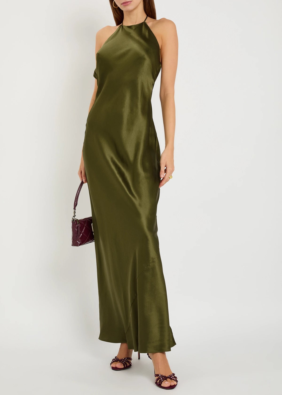 reformation kastoria dress green Dark Green Tulle A-line Rhinestone Prom Dresses, MP880 main image 0