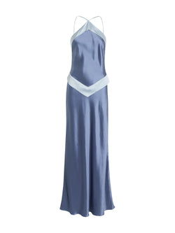 Reformation Jillian Halterneck Silk Midi Dress Blue