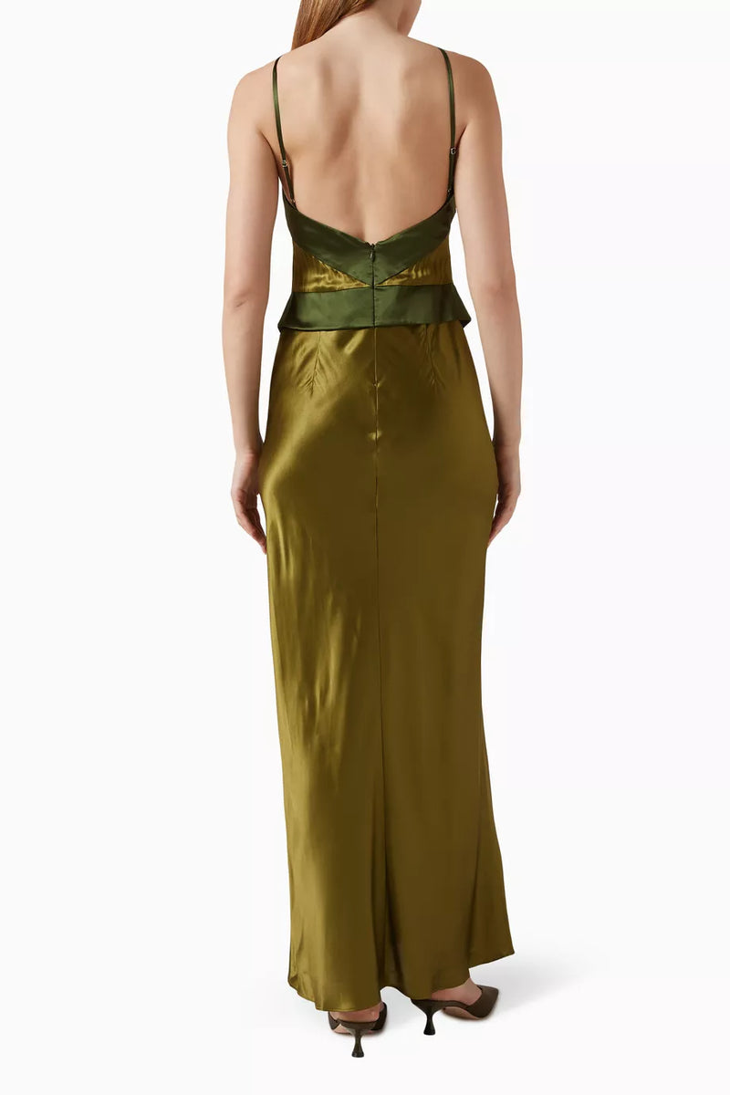 reformation silk dress green Rent Reformation Daniela Silk Maxi Dress - Pear main image 1