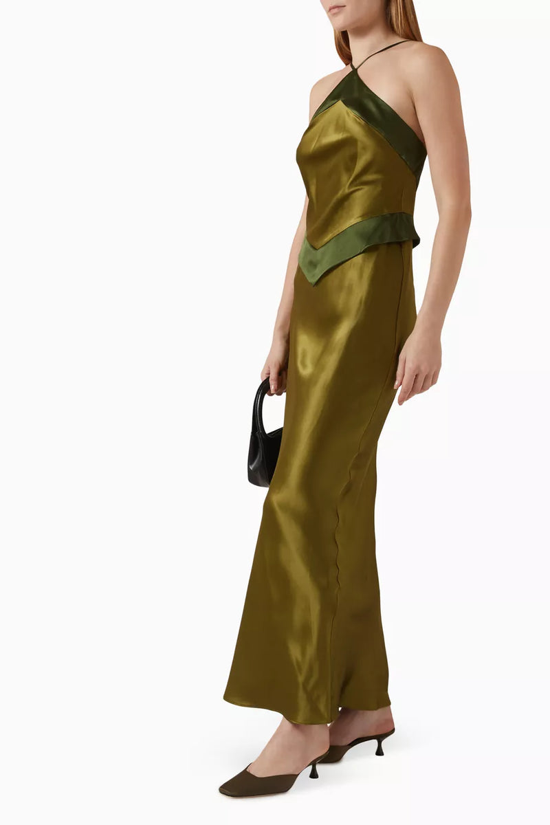 Rent Reformation Jillian Halterneck Silk Dress Green| Rites Rental & Resale